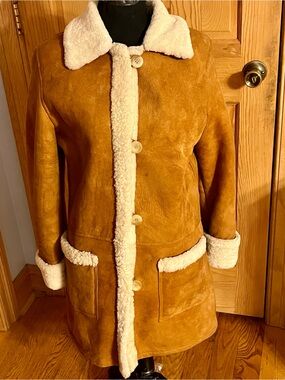 Vintage Laffon Argentina Genuine Suede Shearling Penny Lane 70’s Boho Coat M